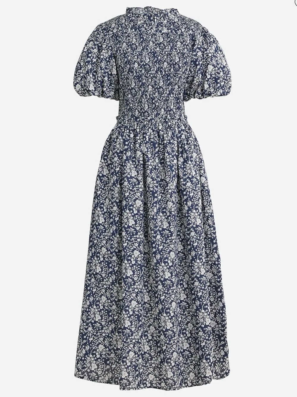 J. Crew Navy and White Floral Midi Dress